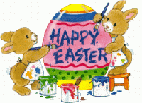 happy easter gif with bunnies