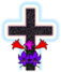 cross with lilies