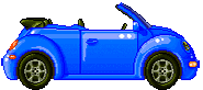 dark blue convertible with flashing lights