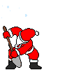 Santa moving snow