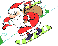 Santa on snowboard