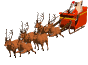 Santa and reindeer flying