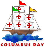 Columbus Day with ship at full sail