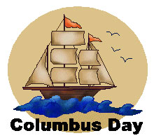 Columbus Day with ship on the high seas