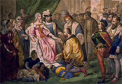 Columbus kneeling for the Queen 