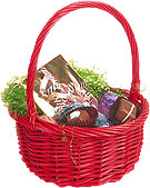 red Easter Basket full of chocolates