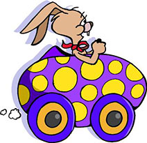easter bunny and his car