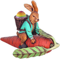 Easter bunny with large carrot and Easter egg