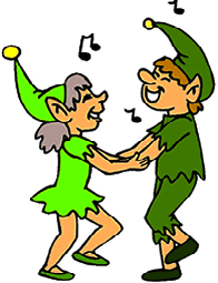 two elves dancing