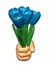 hand delivering blue flowers animated