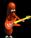 hotdog playing guitar