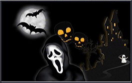 spooky animated halloween scene