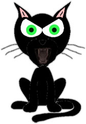 black cat mouth open