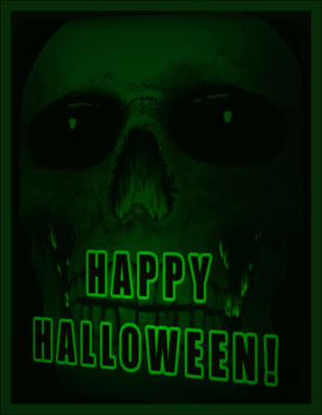 Happy Halloween with green skull