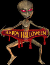sign and alien happy halloween