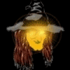 witch with flashing bright eyes