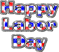 Happy Labor Day animation in red, white and blue