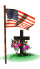 american flag and cross