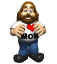 man with I Love Mom shirt animated