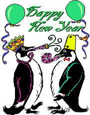 penguins celebrating the new year