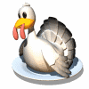 animated turkey on plate