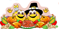 pilgrim, indian and complete thankgiving table animation