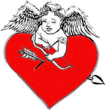 cupid with large red heart