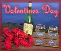 valentine day with lobster and white wine